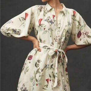 Maeve Floral Long Sleeve Dress - Cream and Multicolor